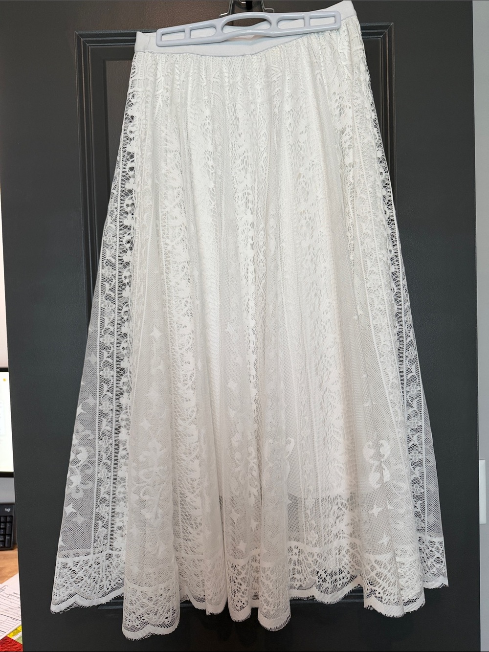 ADORA White Lace Maxi Skirted Dress